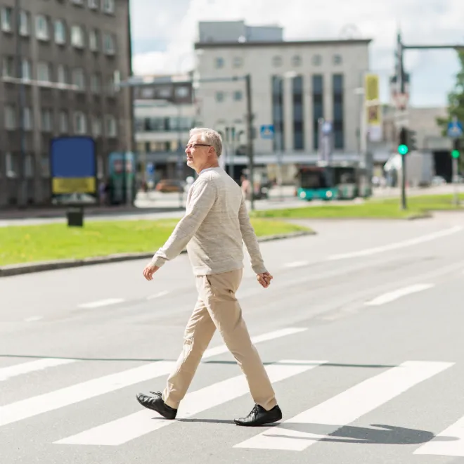 Pedestrian crossing the road